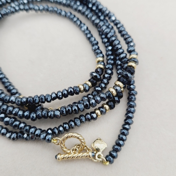 David Yurman Osetra Tweejoux Necklace with Hematine, Black Onyx and 18K Gold - Picture 12 of 15